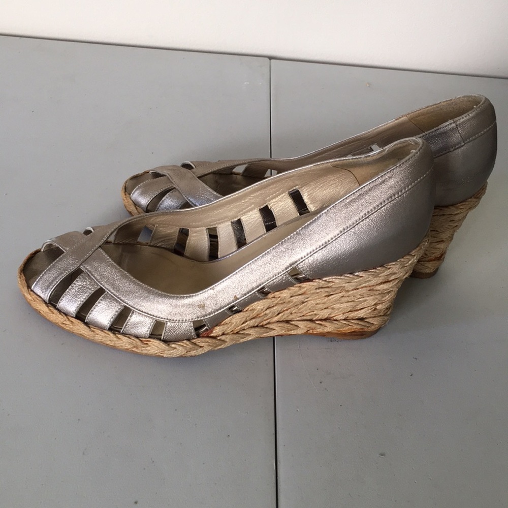 WOMENS Vintage Stuart Weitzman Metallic Espadrille Wedge SIZE 6.5🥿👠👡👢👞👟🥾